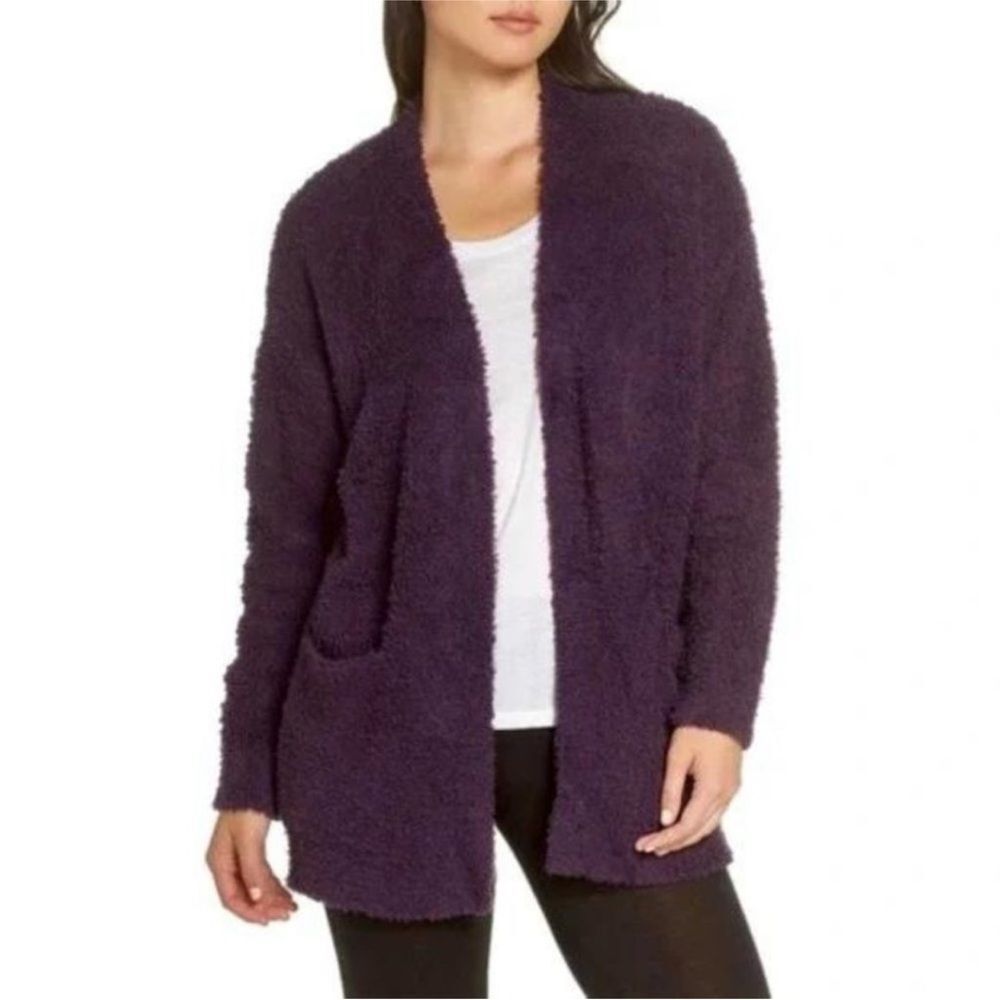 Barefoot Dreams CozyChic Lite Long Purple Sweater Cardigan Size S/M Minimalist